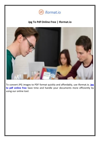 Jpg To Pdf Online Free  Iformat.io
