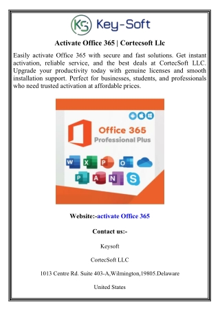 Activate Office 365  Cortecsoft Llc