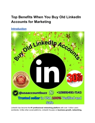Top Benefits When You Buy Old LinkedIn Accounts for Marketing
