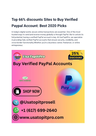 Top 66% discounts Sites to Buy Verified Paypal Account_ Best 2020 Picks