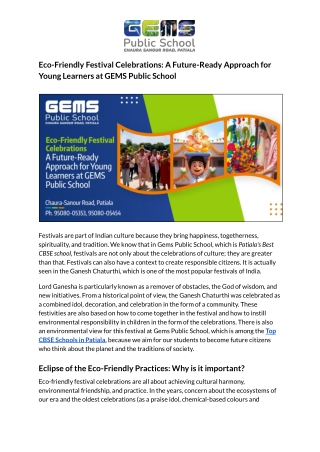 Eco-Friendly Festival Celebrations_ A Future-Ready Approach for Young Learners at GEMS Public School