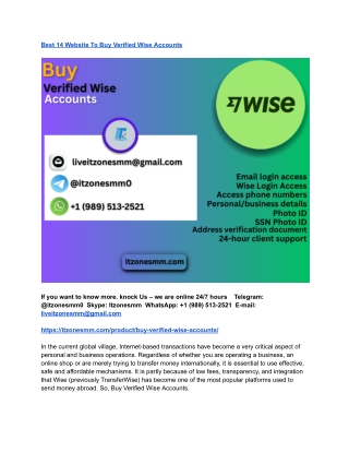Best 14 Website To Buy Verified Wise Accounts