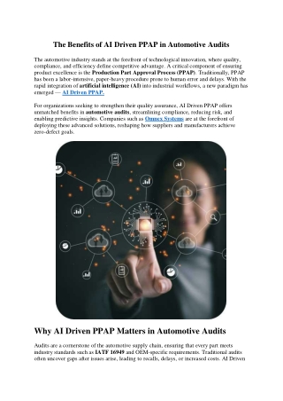 The Benefits of AI Driven PPAP in Automotive Audits 2