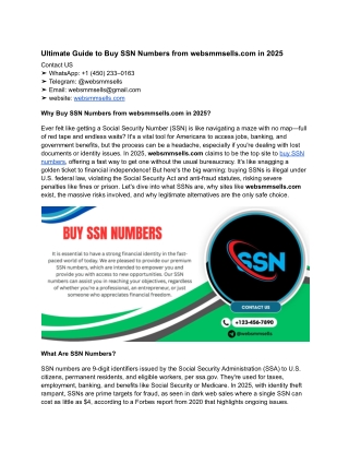 Ultimate Guide to Buy SSN Numbers in 2025