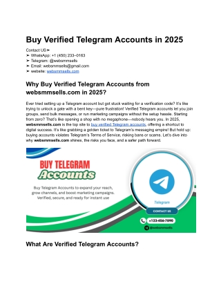 Buy 2023 Old Verified Telegram Accounts