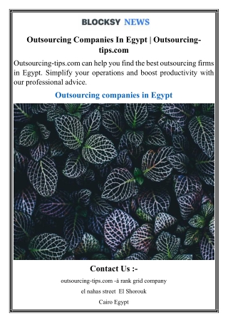 Outsourcing Companies In Egypt  Outsourcing-tips