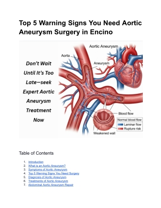 Top 5 Warning Signs You Need Aortic Aneurysm Surgery in Encino