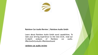 Rainbow Car Audio Review  Rainbow Audio Gmbh