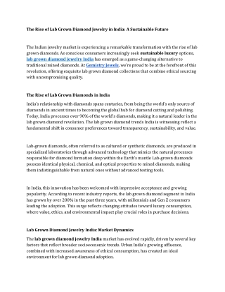 The Rise of Lab Grown Diamond Jewelry in India A Sustainable Future