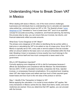 Understanding How to Break Down VAT in Mexico