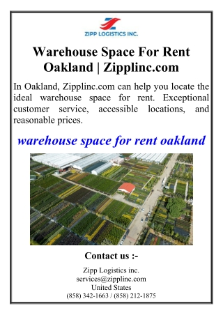 Warehouse Space For Rent Oakland | Zipplinc.com