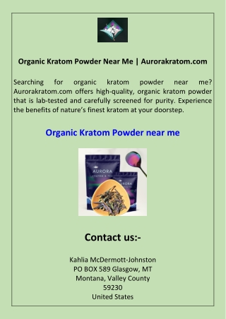 Organic Kratom Powder Near Me Aurorakratom.com