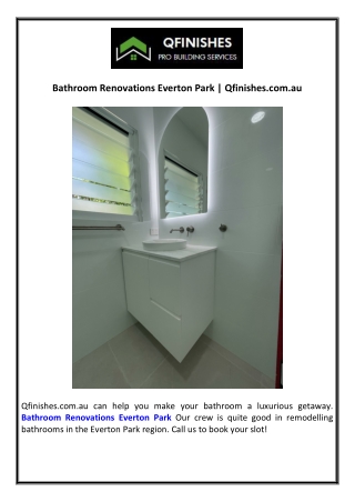 Bathroom Renovations Everton Park  Qfinishes.com.au