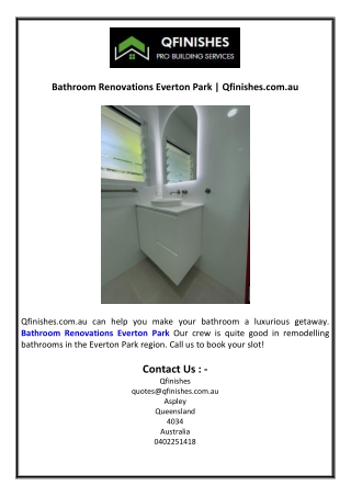 1 Bathroom Renovations Everton Park  Qfinishes.com.au
