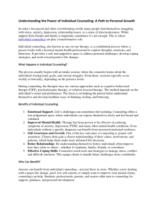 Individual Counseling