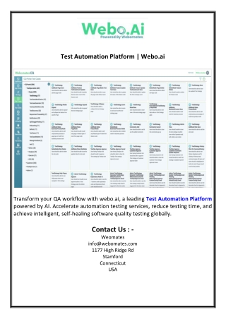 Test Automation Platform  Webo.ai