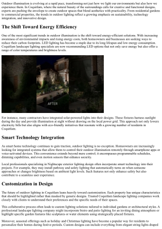 The Future of Outdoor Illumination: Trends from Coquitlam Experts