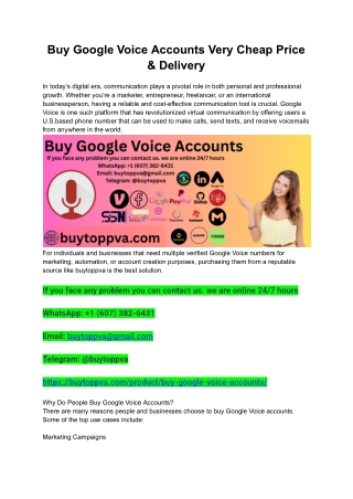 Buy Google Voice Accounts Very Cheap Price & Delivery