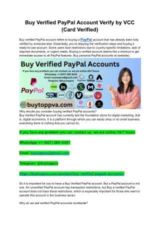 Buy Verified PayPal Account Verify by VCC (Card Verified)