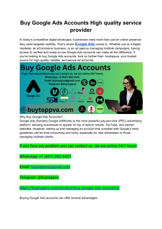Buy Google Ads Accounts High quality service provider
