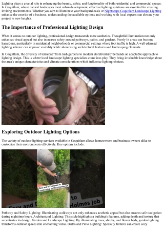 Residential and Commercial Lighting Services Tailored to Coquitlam