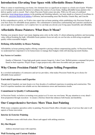 Expert Tips on Home Painting from Precision Finish