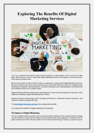 Exploring the Benefits of Digital Marketing Services