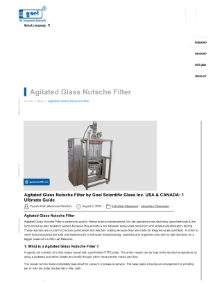 Agitated Glass Nutsche Filter by | Goel Scientific | Canada