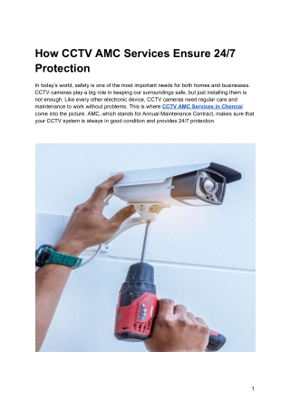 Cctv Amc Services In Chennai