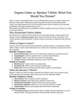 Organic Cotton vs. Bamboo T-Shirts_ Which One Should You Choose_