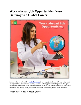 Work Abroad Job Opportunities