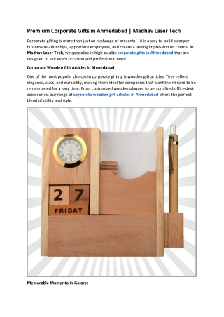Premium Corporate Gifts in Ahmedabad  Madhav Laser Tech