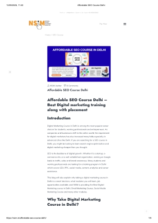 Affordable SEO Course Delhi PDF