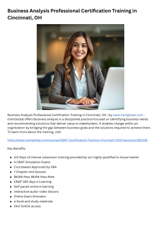 Business Analysis Professional Certification Training in Cincinnati, OH