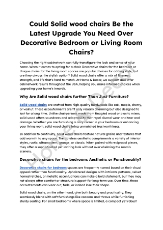 Could Solid wood chairs Be the Latest Upgrade You Need Over Decorative Bedroom or Living Room Chairs_