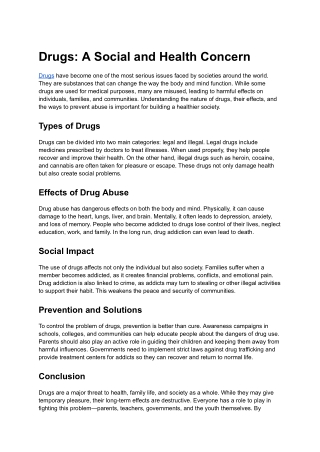 Drugs: A Social and Health Concern