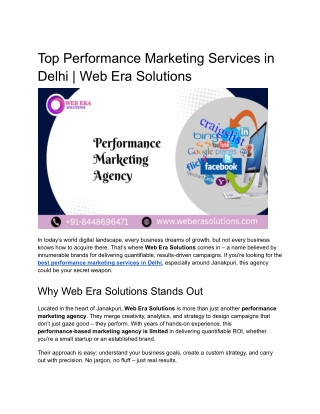 Top Performance Marketing Services in Delhi _ Web Era Solutions
