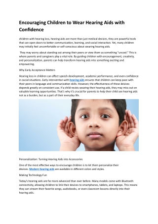 Encouraging Children to Wear Hearing Aids with Confidence