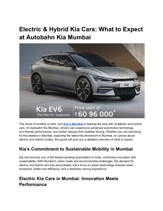 Electric & Hybrid Kia Cars_ What to Expect at Autobahn Kia Mumbai