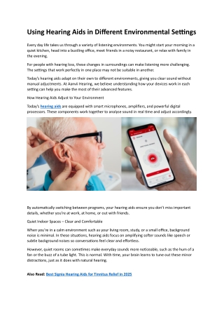 Using Hearing Aids in Different Environmental Settings