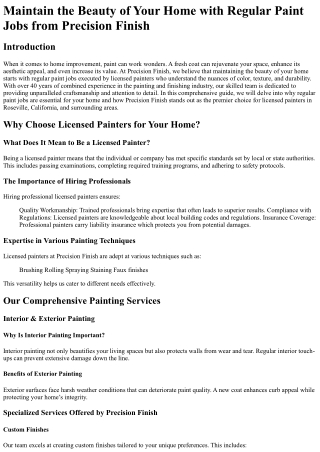 Maintain the Beauty of Your Home with Regular Paint Jobs from Precision Finish