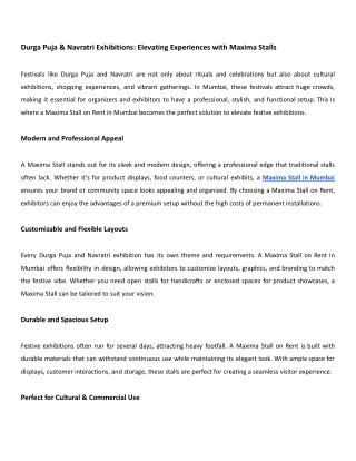 Durga Puja & Navratri Exhibitions_ Elevating Experiences with Maxima Stalls