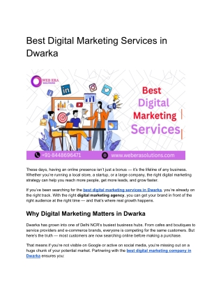 Best Digital Marketing Services in Dwarka
