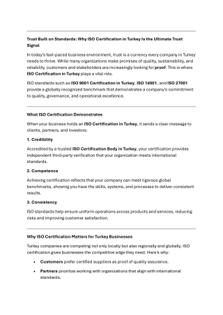 Trust Built on Standards Why ISO Certification in Turkey Is the Ultimate Trust Signal