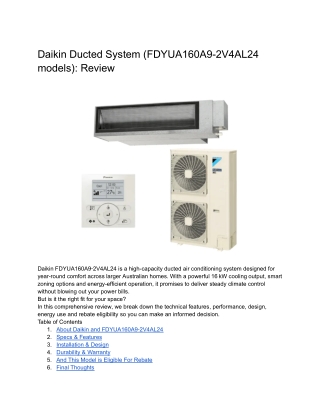 Daikin Ducted System (FDYUA160A9-2V4AL24 models)_ Review