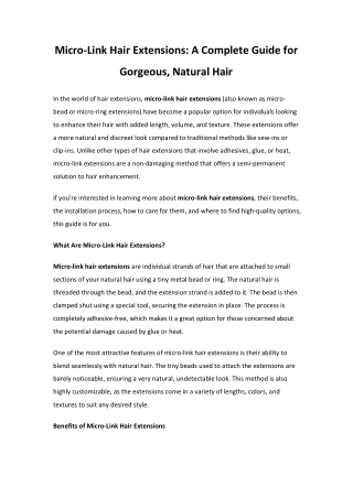 Micro-link hair extensions