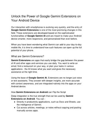 Unlock the Power of Google Gemini Extensions on Your Android Device