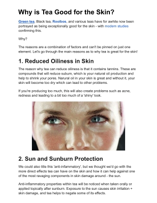 Why is Tea Good for the Skin