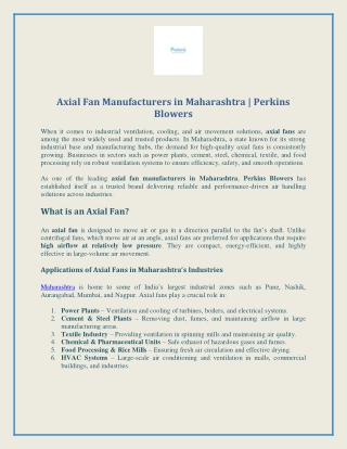 Axial Fan Manufacturers in Maharashtra