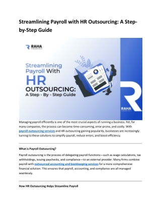 Streamlining Payroll with HR Outsourcing: A Step-by-Step Guide